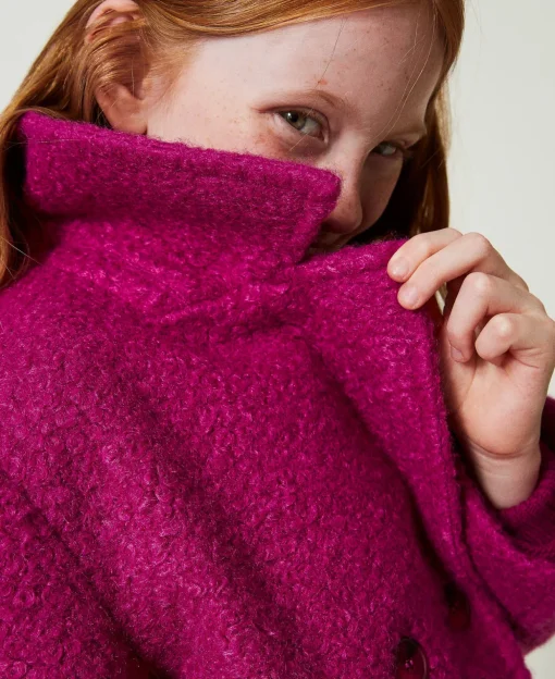 Cappotto Doppiopetto In Panno Curly