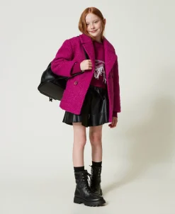 Cappotto Doppiopetto In Panno Curly