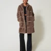Cappotto In Faux Fur Con Intarsi