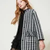 Cappotto In Maglia Jacquard Pied De Poule