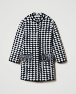 Cappotto In Maglia Jacquard Pied De Poule