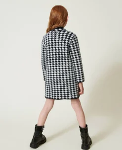 Cappotto In Maglia Jacquard Pied De Poule