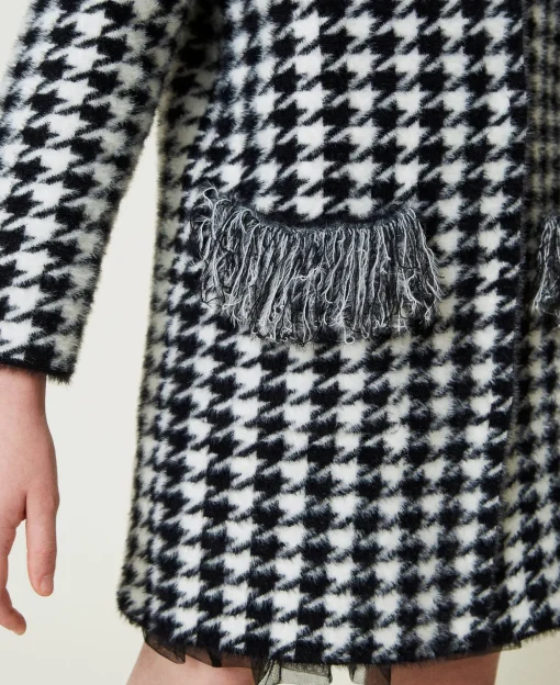 Cappotto In Maglia Jacquard Pied De Poule