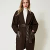 Cappotto In Misto Lana Con Tasche Effetto Pelle