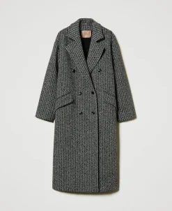 Cappotto In Misto Lana Gessato