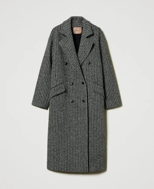Cappotto In Misto Lana Gessato