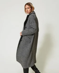 Cappotto In Misto Lana Gessato