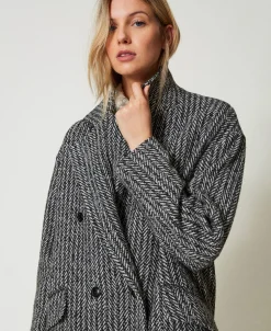 Cappotto In Misto Lana Gessato