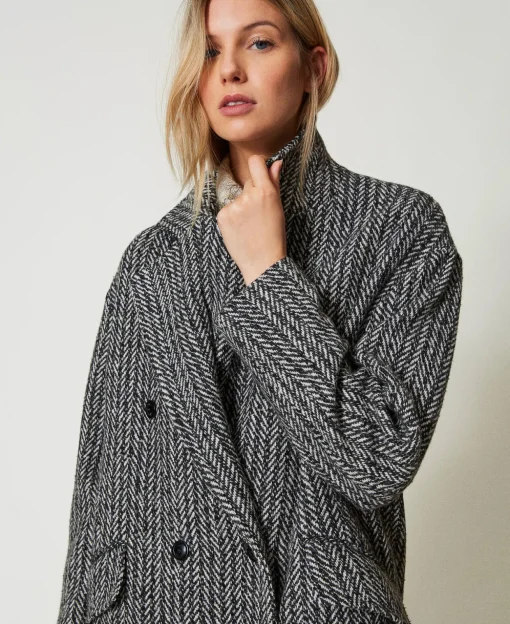 Cappotto In Misto Lana Gessato