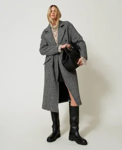 Cappotto In Misto Lana Gessato