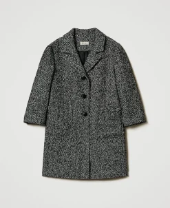 Cappotto In Panno Chevron