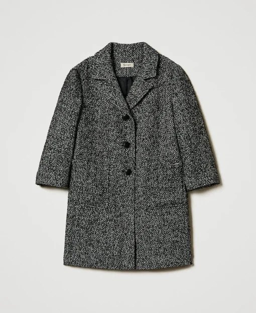Cappotto In Panno Chevron