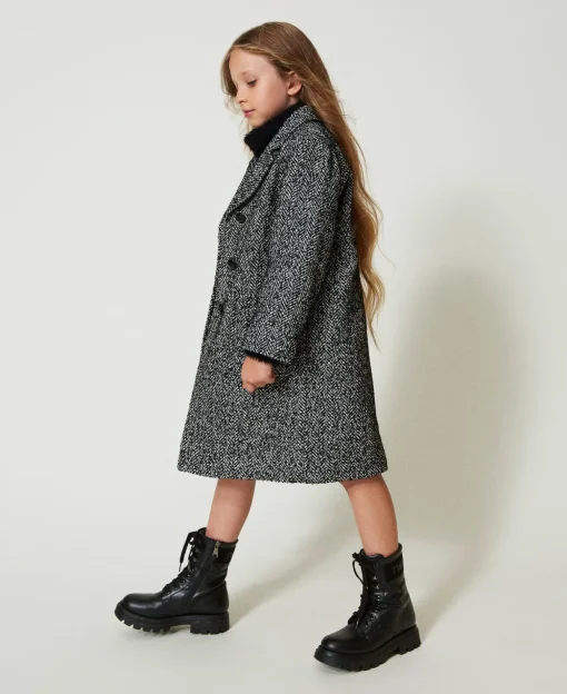 Cappotto In Panno Chevron