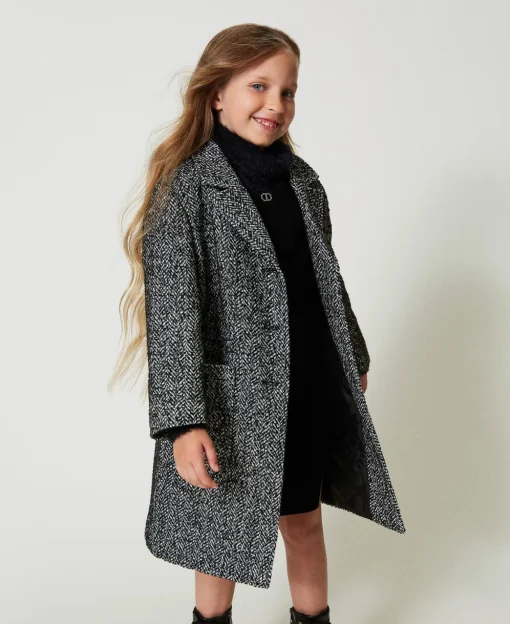 Cappotto In Panno Chevron