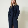 Cappotto In Panno Double Misto Lana Con Piume