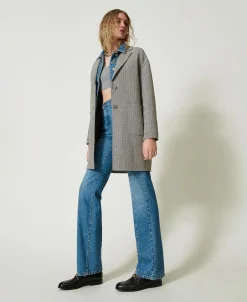 Cappotto In Panno Double Con Paillettes