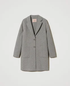 Cappotto In Panno Double Con Paillettes