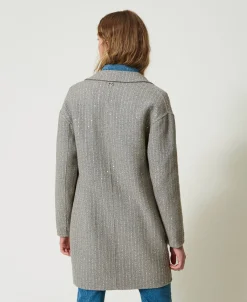 Cappotto In Panno Double Con Paillettes