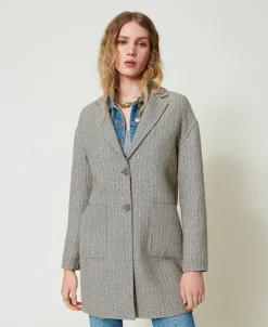 Cappotto In Panno Double Con Paillettes
