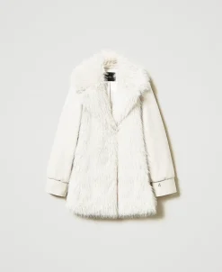 Cappotto In Panno E Faux Fur
