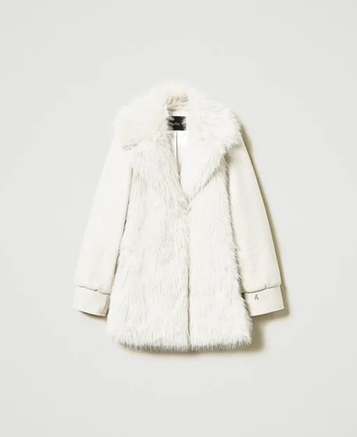 Cappotto In Panno E Faux Fur