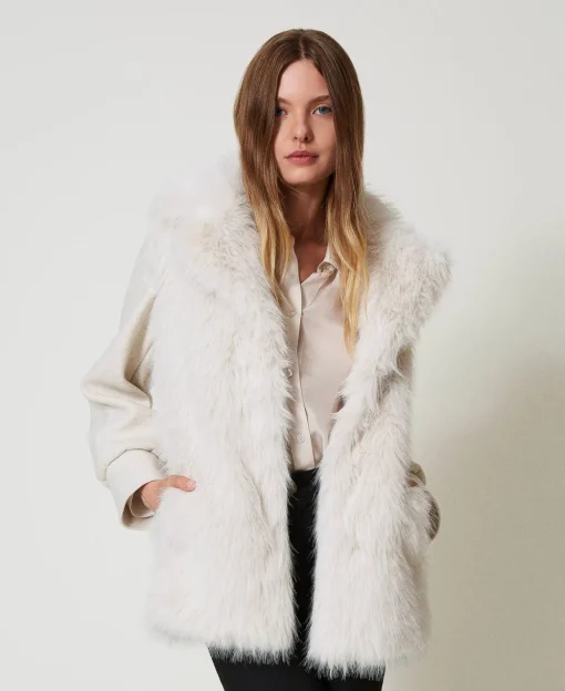 Cappotto In Panno E Faux Fur