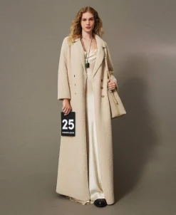 Cappotto Lungo Doppiopetto In Faux Fur