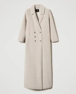 Cappotto Lungo Doppiopetto In Faux Fur