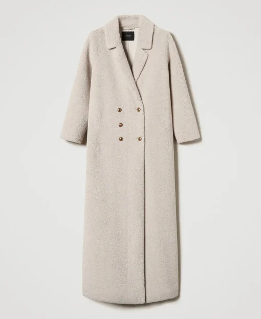 Cappotto Lungo Doppiopetto In Faux Fur