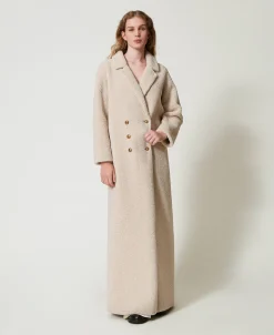 Cappotto Lungo Doppiopetto In Faux Fur