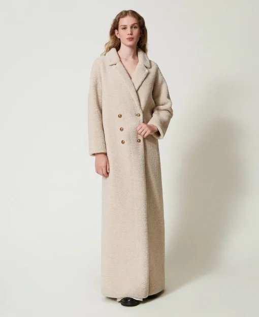 Cappotto Lungo Doppiopetto In Faux Fur