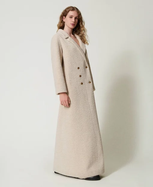 Cappotto Lungo Doppiopetto In Faux Fur