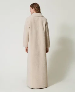 Cappotto Lungo Doppiopetto In Faux Fur