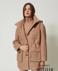 Cappotto Parka In Panno Arricciato