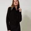 Cardigan Corto Con Collo In Faux Fur