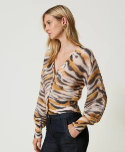 Cardigan Doppio Uso In Lana E Alpaca