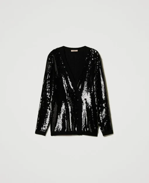 Cardigan Doppiopetto In Full Paillettes