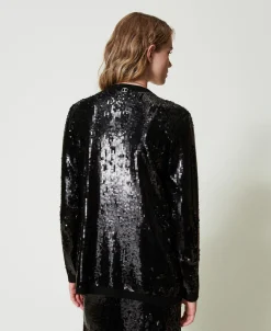 Cardigan Doppiopetto In Full Paillettes