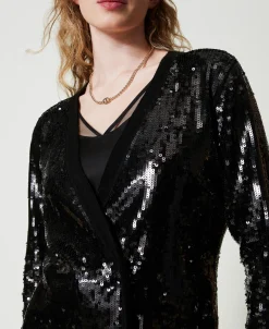 Cardigan Doppiopetto In Full Paillettes