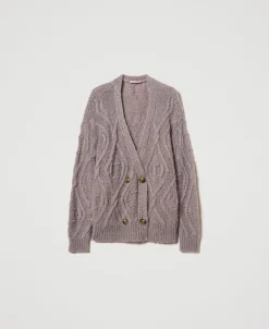 Cardigan Doppiopetto In Misto Mohair