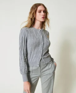 Cardigan In Cotone E Cashmere Con Logo