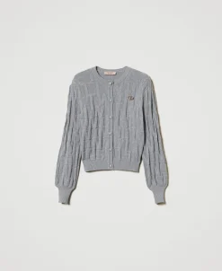 Cardigan In Cotone E Cashmere Con Logo