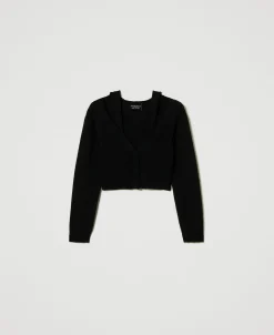 Cardigan In Filato Treeblend Con Trecce