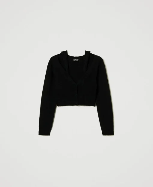 Cardigan In Filato Treeblend Con Trecce