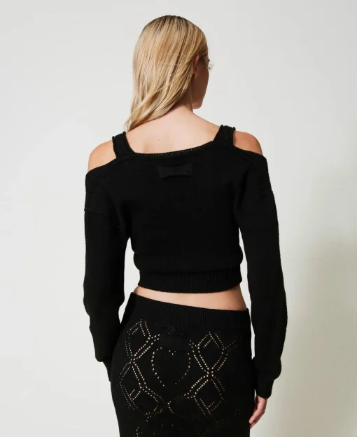 Cardigan In Filato Treeblend Con Trecce