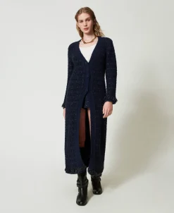 Cardigan Lungo Jacquard Check