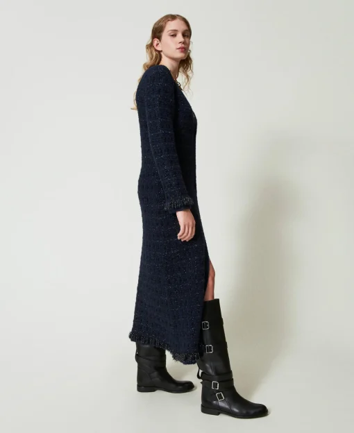 Cardigan Lungo Jacquard Check
