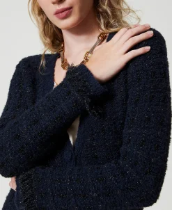 Cardigan Lungo Jacquard Check