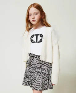 Cardigan Regular Con Balze In Tulle