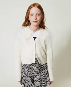 Cardigan Regular Con Balze In Tulle